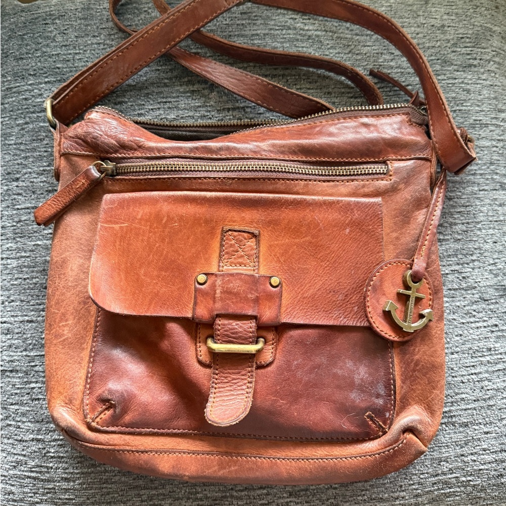 Harbour 2nd Brown Leather Crossbody Bag with Anchor Charm